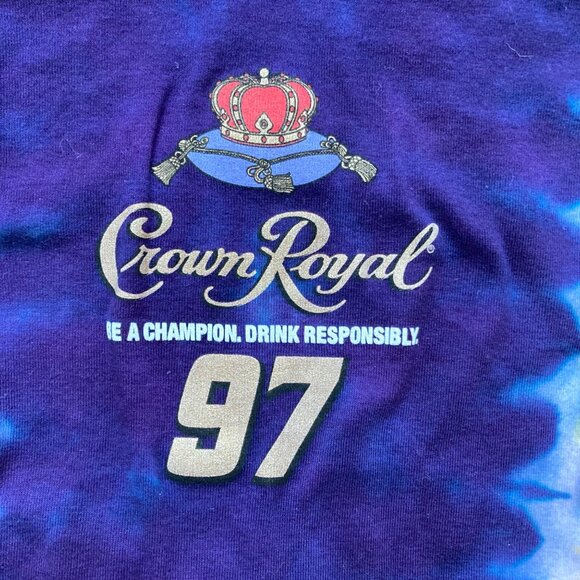 Vintage Kurt Busch #97 Crown Royal NASCAR Tie-Dye Long Sleeve T-Shirt Women's M - Picture 2 of 7